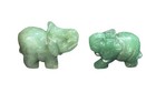 Hand Carved Pair Chinese Natural Green Jade Elephants