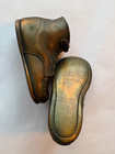Vintage Bass Copper brass Color Metal High Top Baby Shoes Leather Inside 5  X 3 