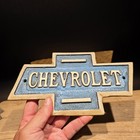 Chevrolet Bowtie Cast Iron Sign     Vintage Style Chevy Garage Plaque