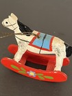 Vintage Christmas Wood Ornament 2 5    Carved Rocking Horse Primitive A18