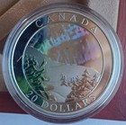 2004 Canada  20 Silver Proof Coin Aurora Borealis Northern Lights Hologram W Box
