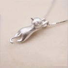 925 Sterling Silver Cat Pendant Necklace Cute Animal Clavicle Chain Jewelry