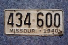 1940 Missouri License Plate