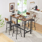 5pcs Bar Table Set Counter Height Dining Kitchen Pub 4x Stools Pu Soft Seats