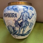 Vintage Delft Blue Holland Amphora Tobacco Jar Humidor Hand Painted Brass Lid