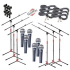 Microphone Boom Stand 6-pack   Cardioid Dynamic Mic Studio Stage Mount Xlr Cable