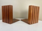 Vintage Kalmar Mid Century Modern Teak Bookends Slat Wood Design Danish