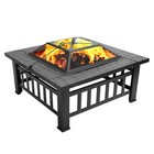 32  Outdoor Metal Fire Pit Backyard Patio Garden Square Stove Firepit Wood Heat