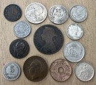 Foreign Coins lot Of 13 Foreign Coins With Silver Canadian Dime