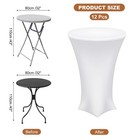 12pcs Round Cocktail Tablecloth 32  X 43   Highboy Spandex Table Cover  White