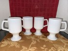 Vintage Coffee Mug Cup Hazel Atlas White Milk Glass Orange Peel Pedestal 4