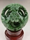 Chinese Natural Green Jade Fengshui Carved Dragon Ball