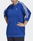 Adidas Essentials 3-stripe Fleece Sweatshirt Plus Size 1x Bld Blue White H10173