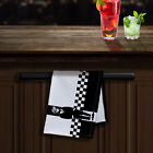 Black   White Ska 2 Tone Design Microfibre Bar Towel Man Cave Pub Beer Mat