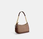 Coach Teri Shoulder Bag In Signature Canvas Gold tan brown New Fast Shipping