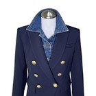 Brunne Dickey Compatible With Veronica Beard Blazer Denim Jacket Dark Blue