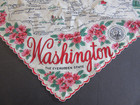 Vintage Hankie Washington State Map Travel Souvenir Handkerchief 13  Square