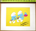 1981 Signed Bill Hanna   Joe Barbera Smurfs Original Production Drawing Cel
