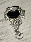 Antique Vintage Sterling Silver Three Sided Gemstone Spinner Fob