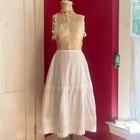 Antique Edwardian Floral Embroidery Pink Ribbon Eyelet Petticoat Skirt S m l