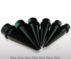 1pc  Black Acrylic Straight Taper Expander Ear Stretcher Ear Plug With O-rings