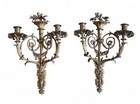French Louis Xvi Style Cast Bronze Double Arm Wall Sconce Candle Holder Heavy