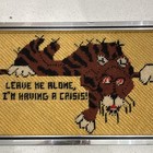 Vintage Tiger Needlepoint Leave Me Alone I   m Having A Crisis 70s Kitsch Framed
