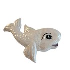 Vintage 1950s White Ceramic Fish Wall Plaques Featuring A Pearly Luster Finish S