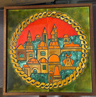 Western Wall Jerusalem Ein-reb Art Framed Ceramic Tiles Israel Dina Original