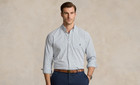  125 Polo Ralph Lauren Men s Slim Fit Stretch Poplin Shirt  Blue green  Small