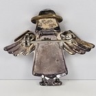 Vintage Mexican Sterling Silver   Brass Angel Halo Brooch Pin     Mixed Metal 1 5 