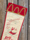 Vintage Felt Christmas Stocking Mcm 1950 s Santa Sleigh