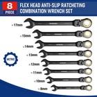 Workpro 8pc Ratcheting Combination Wrench Set Flex-head Wrench Set Metric 8-17mm