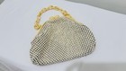 Vintage Whiting  davis Alumesh Mesh Bag Cream Celluloid Bakelite Chain Handle  2