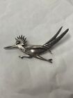 Sterling Silver Vintage Roadrunner Brooch Turquoise Eye Pin 8 2 Grams 2 5 Inches