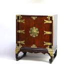 Chinese Rosewood Double Door Side Cabinet With Brass Straps 20thc