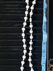 Vintage White Carved Lucite Knot Flower Round Beaded Necklace 29  Mcm Layering