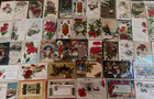 Big Lot Of 65 antique Christmas vintage postcards  3 Santa s in Sleeves s346