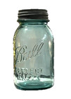 Vintage Ball Perfect Mason Jar Quart Size Aqua Blue  1923-1933  Error Jar W zinc
