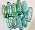 Set Of 10 Japanese Glass Floats Antique Blue And Green Rolling Pin Fishing Decor