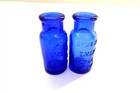 2 Antique Bromo Seltzer Emerson Drug Co Blue Embossed Medicine Bottles 2 5  Tall