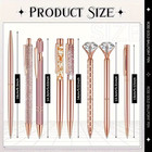 8pcs Rose Golden Ballpoint Pen Set - Stylish Metal Pens With Crystal Accents - P
