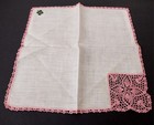 Vintage Lot Of 6 Shades Of Pink- White Handkerchiefs With Handcrafted Borders 