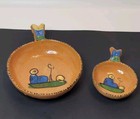 Vtg Mexican Terracotta Nesting Measuring Cups sm  Bowls Handpaint Set Of 4 Read