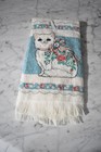 Vintage Floral Cat Bow Country Store Fringed Dish Towel Kitchen Granny