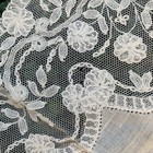 Antique Cotton   Ornate Floral Net Lace Handkerchief