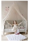 Elegant Kids Bed Canopy - Lace Chiffon Netting With Pom Pom