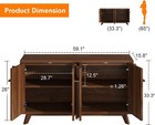 59  Walnut Credenza Sideboard 4 Doors Buffet
