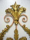 Vintage Large Italian Gilded Wood And Metal Candle Sconces  Pair  31 In  