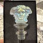 Versace Rosenthal Medusa Cobalt Blue Crystal Bottle Stopper For Wine With Box